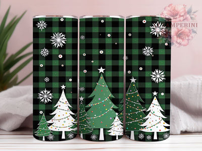 Plaid Christmas Tumbler, Holiday Tree Wrap, 20oz Sublimation Design, Festive Drinkware, Christmas Plaid Art, Seasonal Tumbler Design, Digital Download Sublimation Li Zamperini 