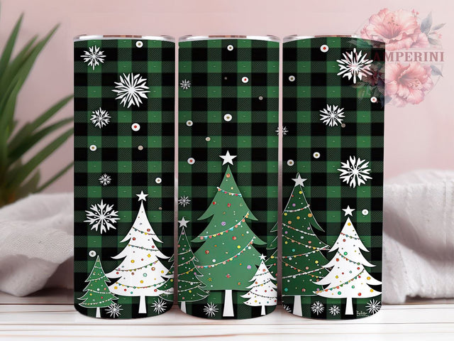 Plaid Christmas Tumbler, Holiday Tree Wrap, 20oz Sublimation Design, Festive Drinkware, Christmas Plaid Art, Seasonal Tumbler Design, Digital Download Sublimation Li Zamperini 