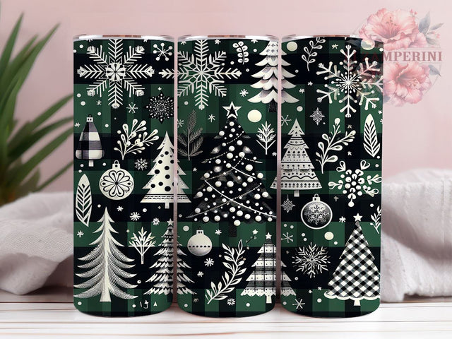 Plaid Christmas Tumbler, Holiday Tree Wrap, 20oz Sublimation Design, Festive Drinkware, Christmas Plaid Art, Seasonal Tumbler Design, Digital Download Sublimation Li Zamperini 
