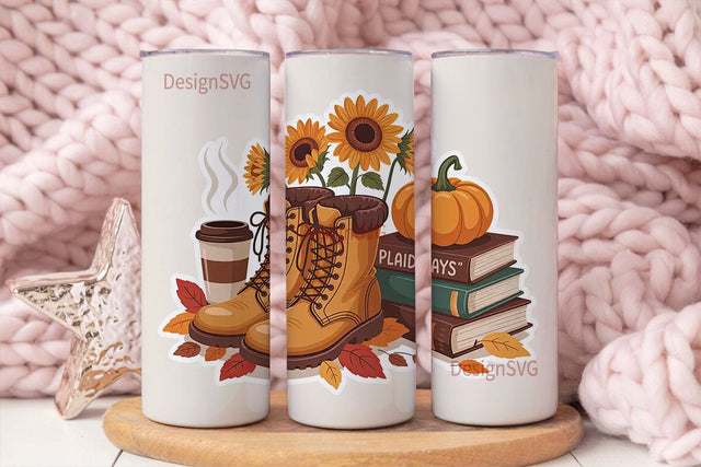Plaid Days Autumn 20oz Tumbler Wrap Sublimation DesignSVG 