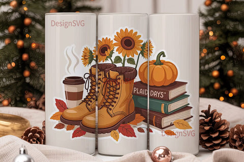 Plaid Days Autumn 20oz Tumbler Wrap Sublimation DesignSVG 