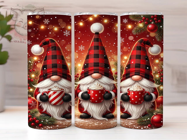 Plaid Gnome Cocoa 20oz Tumbler, Plaid Gnome, Gnome Cocoa, Cocoa Tumbler, 20oz Tumbler, Gnome Tumbler, Winter Tumbler, Tumbler Wrap Sublimation Lara' s Designs 