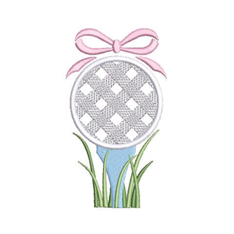 Plaid Golf Ball Golf Tee with Bow Embroidery Design Embroidery/Applique DESIGNS Creatively Embroidery 