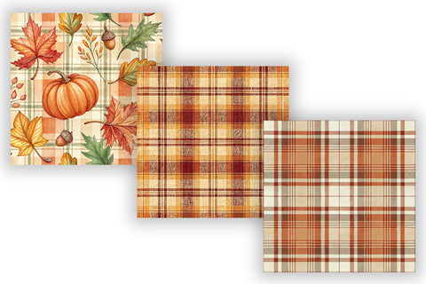 Plaid Harvest Festival Digital Paper, Seamless Fall Pattern Bundle, Printable Scrapbook Paper, Autumn Tartan Design, Burnt Orange Mustard Digital Pattern FloridPrintables 