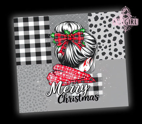 Plaid Leopard Print Mom Bun Tumbler, Plaid Tumbler Design, Leopard Print Tumbler, Mom Bun Tumbler, 20oz Sublimation Wrap, Holiday Gift Tumbler, Festive Plaid Sublimation Sublimation SvggirlplusArt 
