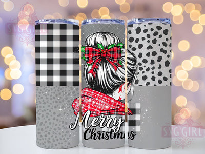 Plaid Leopard Print Mom Bun Tumbler, Plaid Tumbler Design, Leopard Print Tumbler, Mom Bun Tumbler, 20oz Sublimation Wrap, Holiday Gift Tumbler, Festive Plaid Sublimation Sublimation SvggirlplusArt 