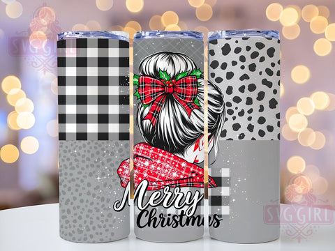Plaid Leopard Print Mom Bun Tumbler, Plaid Tumbler Design, Leopard Print Tumbler, Mom Bun Tumbler, 20oz Sublimation Wrap, Holiday Gift Tumbler, Festive Plaid Sublimation Sublimation SvggirlplusArt 