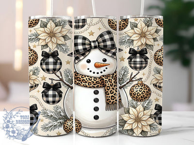 Plaid Leopard Snowman 20oz Tumbler, Leopard Plaid Wrap, Plaid Snowman Wrap, Leopard Snowman PNG, Snowman Tumbler Wrap, Leopard Plaid PNG, 20oz Tumbler Wrap, Christmas Snowman Wrap Sublimation ToriDesigns 