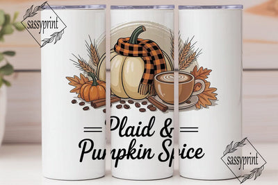 Plaid & Pumpkin Spice 20oz Tumbler Wrap Sublimation sassyprint 
