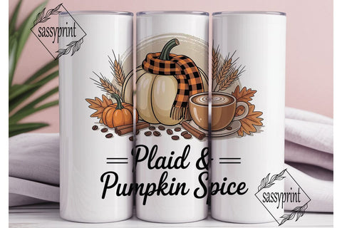 Plaid & Pumpkin Spice 20oz Tumbler Wrap Sublimation sassyprint 