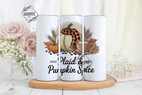 Plaid & Pumpkin Spice 20oz Tumbler Wrap Sublimation sassyprint 