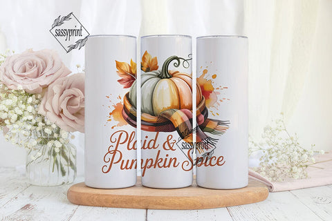 Plaid & Pumpkin Spice 20oz Tumbler Wrap Sublimation sassyprint 