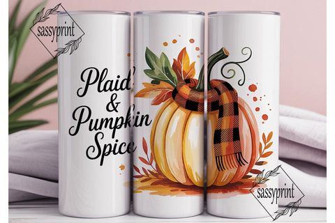 Plaid & Pumpkin Spice 20oz Tumbler Wrap Sublimation sassyprint 