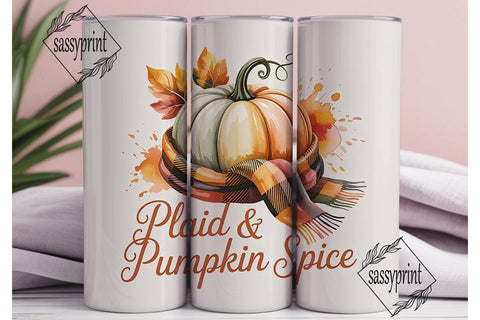 Plaid & Pumpkin Spice 20oz Tumbler Wrap Sublimation sassyprint 