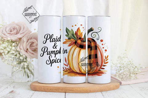 Plaid & Pumpkin Spice 20oz Tumbler Wrap Sublimation sassyprint 
