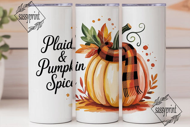 Plaid & Pumpkin Spice 20oz Tumbler Wrap Sublimation sassyprint 
