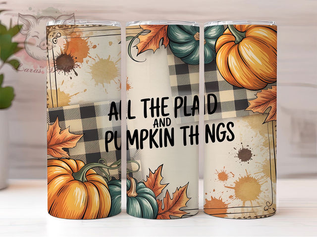 Plaid Pumpkin Spice Fall Tumbler, Fall Plaid Wrap, Pumpkin Spice Tumbler, 20oz Fall Sublimation, Autumn Plaid Cup, Cozy Pumpkin Tumbler, Fall Drinkware Wrap Sublimation Lara' s Designs 