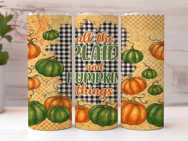 Plaid Pumpkin Spice Fall Tumbler, Fall Plaid Wrap, Pumpkin Spice Tumbler, 20oz Fall Sublimation, Autumn Plaid Cup, Cozy Pumpkin Tumbler, Fall Drinkware Wrap Sublimation Lara' s Designs 