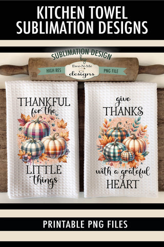 Plaid Pumpkins | Fall Thanksgiving Towel Sublimation Designs Sublimation Ewe-N-Me Designs 