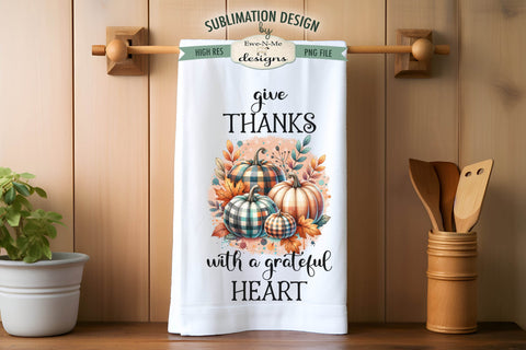 Plaid Pumpkins | Fall Thanksgiving Towel Sublimation Designs Sublimation Ewe-N-Me Designs 