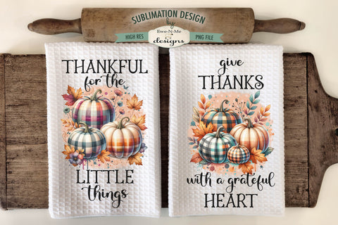 Plaid Pumpkins | Fall Thanksgiving Towel Sublimation Designs Sublimation Ewe-N-Me Designs 