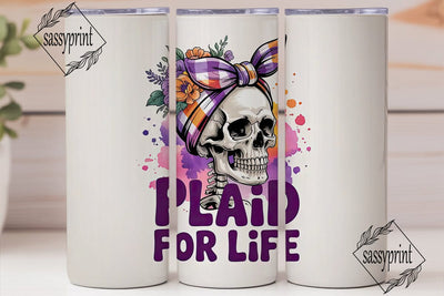 Plaid Skull Tumbler Wrap PNG Sublimation sassyprint 