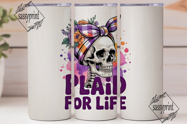Plaid Skull Tumbler Wrap PNG Sublimation sassyprint 