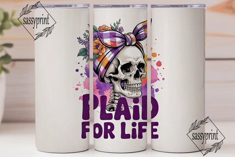 Plaid Skull Tumbler Wrap PNG Sublimation sassyprint 