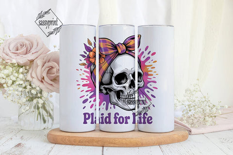 Plaid Skull Tumbler Wrap PNG Sublimation sassyprint 