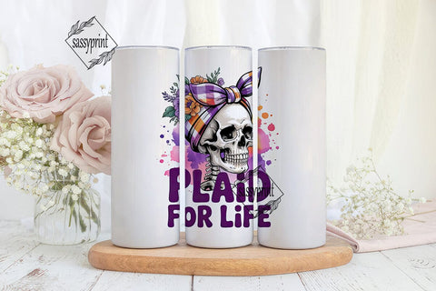Plaid Skull Tumbler Wrap PNG Sublimation sassyprint 