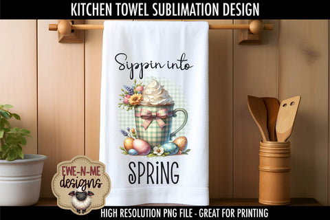 Plaid Spring Mugs Easter Eggs | Kitchen Towel Sublimation Sublimation Ewe-N-Me Designs 