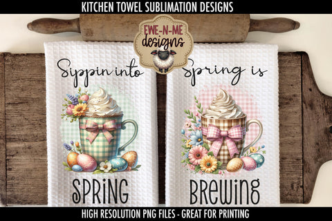 Plaid Spring Mugs Easter Eggs | Kitchen Towel Sublimation Sublimation Ewe-N-Me Designs 