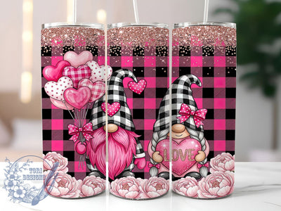 Plaid Valentine Gnomes 20oz Tumbler, Plaid Gnome PNG, Valentine Gnome Sub, Buffalo Plaid Love, Cute Valentine Wrap, Love Gnome Tumbler, Hearts Gnome Cup, Valentines Day Sub Sublimation ToriDesigns 