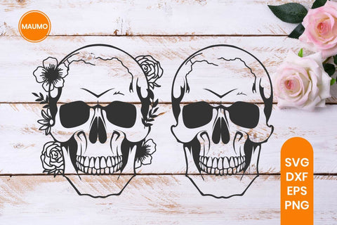 Plain Skull, Floral Skull Clipart SVG Maumo Designs 