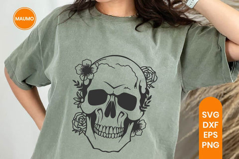 Plain Skull, Floral Skull Clipart SVG Maumo Designs 