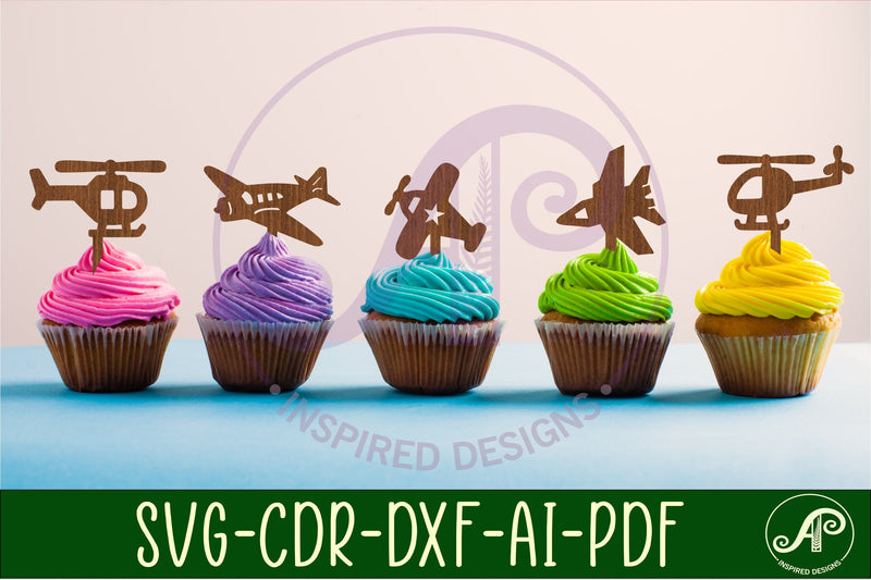 Plane cupcake toppers, 8 designs SVG laser cut SVG APInspireddesigns 