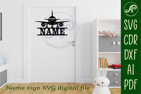 Plane name sign svg laser cut file SVG APInspireddesigns 