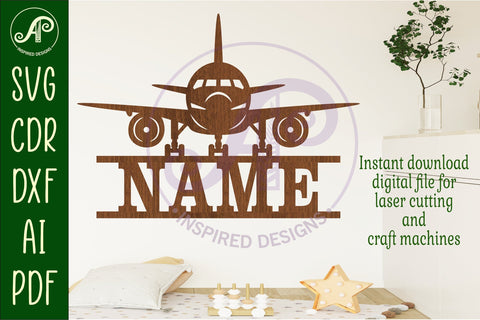Plane name sign svg laser cut file SVG APInspireddesigns 