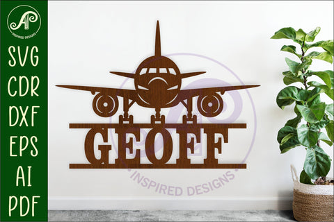 Plane name sign svg laser cut file SVG APInspireddesigns 