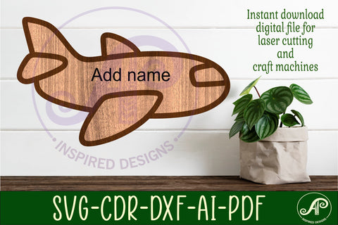 Plane outline two layer name sign SVG APInspireddesigns 