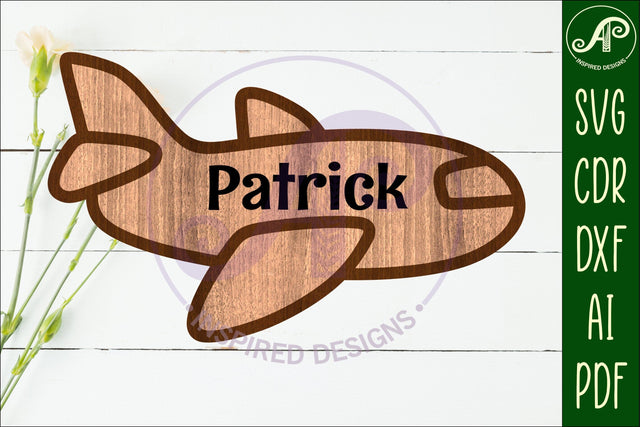 Plane outline two layer name sign SVG APInspireddesigns 