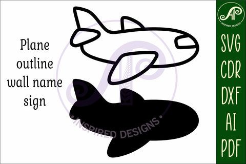 Plane outline two layer name sign SVG APInspireddesigns 
