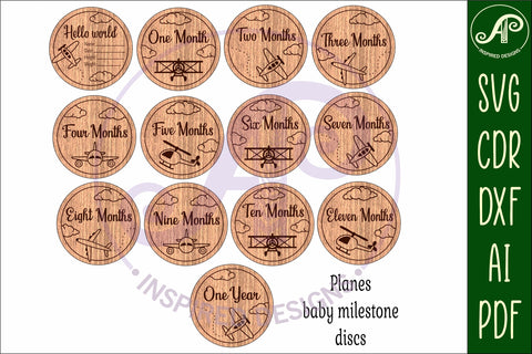 Plane themed Baby monthly milestone discs SVG laser SVG APInspireddesigns 