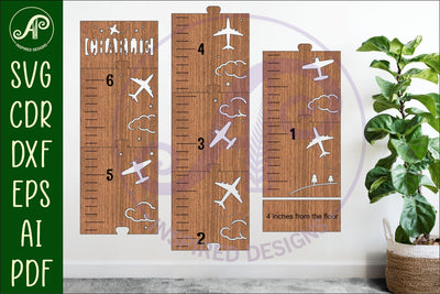 Planes personalized kids height chart in imperial SVG APInspireddesigns 
