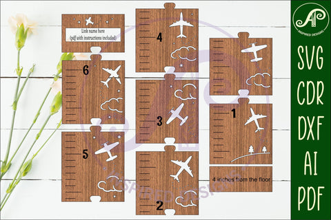 Planes personalized kids height chart in imperial SVG APInspireddesigns 