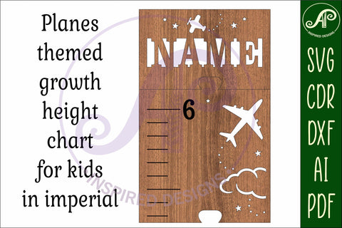 Planes personalized kids height chart in imperial SVG APInspireddesigns 