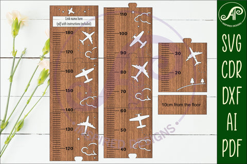 Planes personalized kids height chart in metric SVG APInspireddesigns 