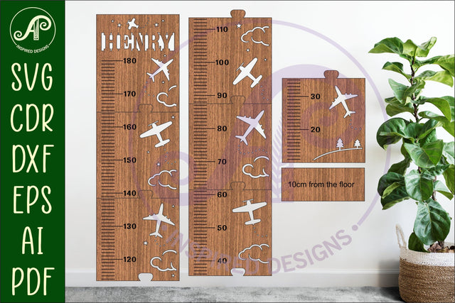 Planes personalized kids height chart in metric SVG APInspireddesigns 