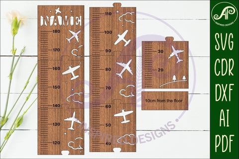 Planes personalized kids height chart in metric SVG APInspireddesigns 