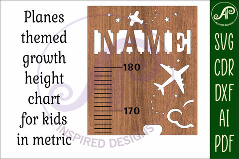 Planes personalized kids height chart in metric SVG APInspireddesigns 